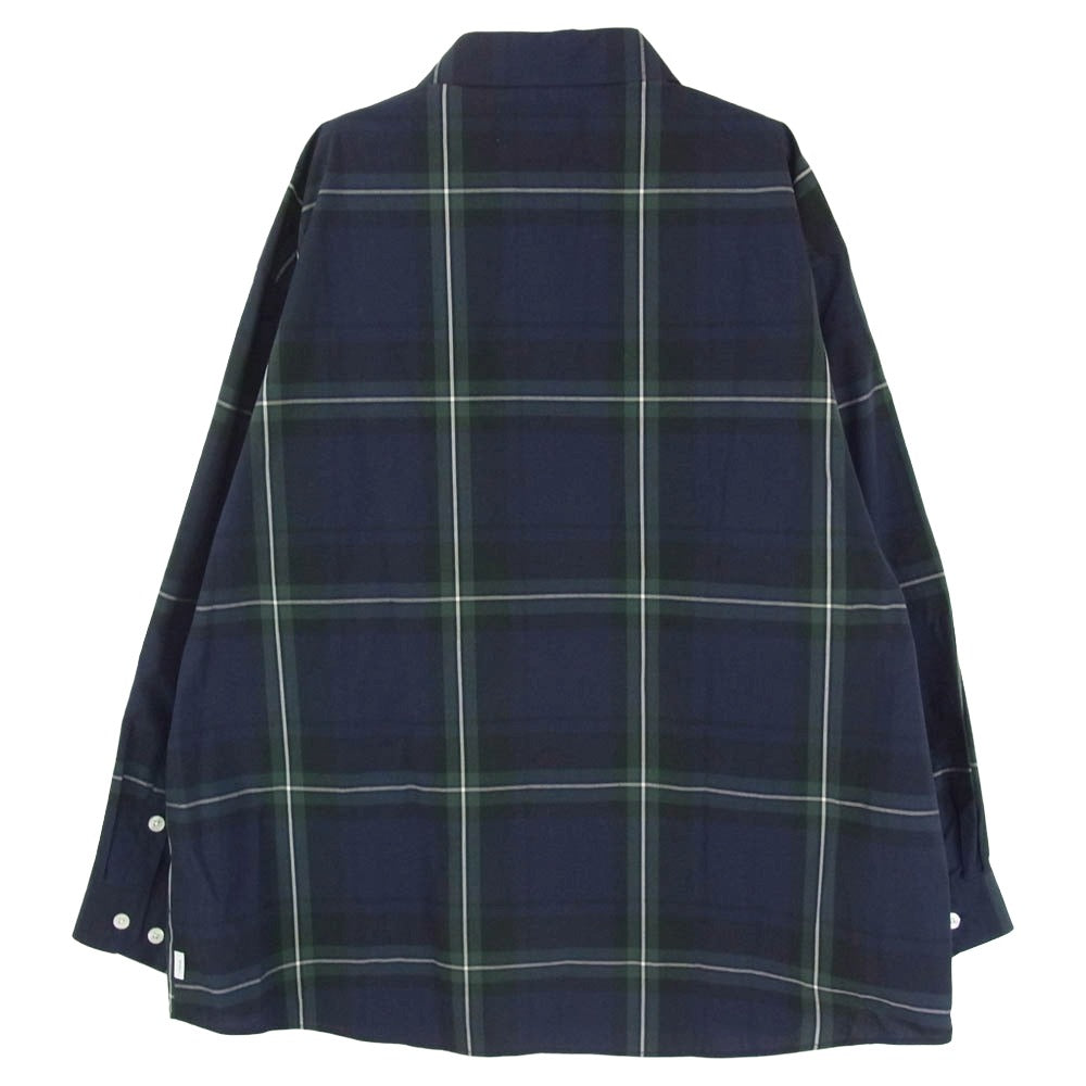 WTAPS ダブルタップス 24SS 241CWDT-SHM04 TXT 01 / LS / Cotton. Broadcloth. Textile コットンブロードクロス テキスタイル チェック 長袖 シャツ 03 ネイビー系 3【美品】【中古】