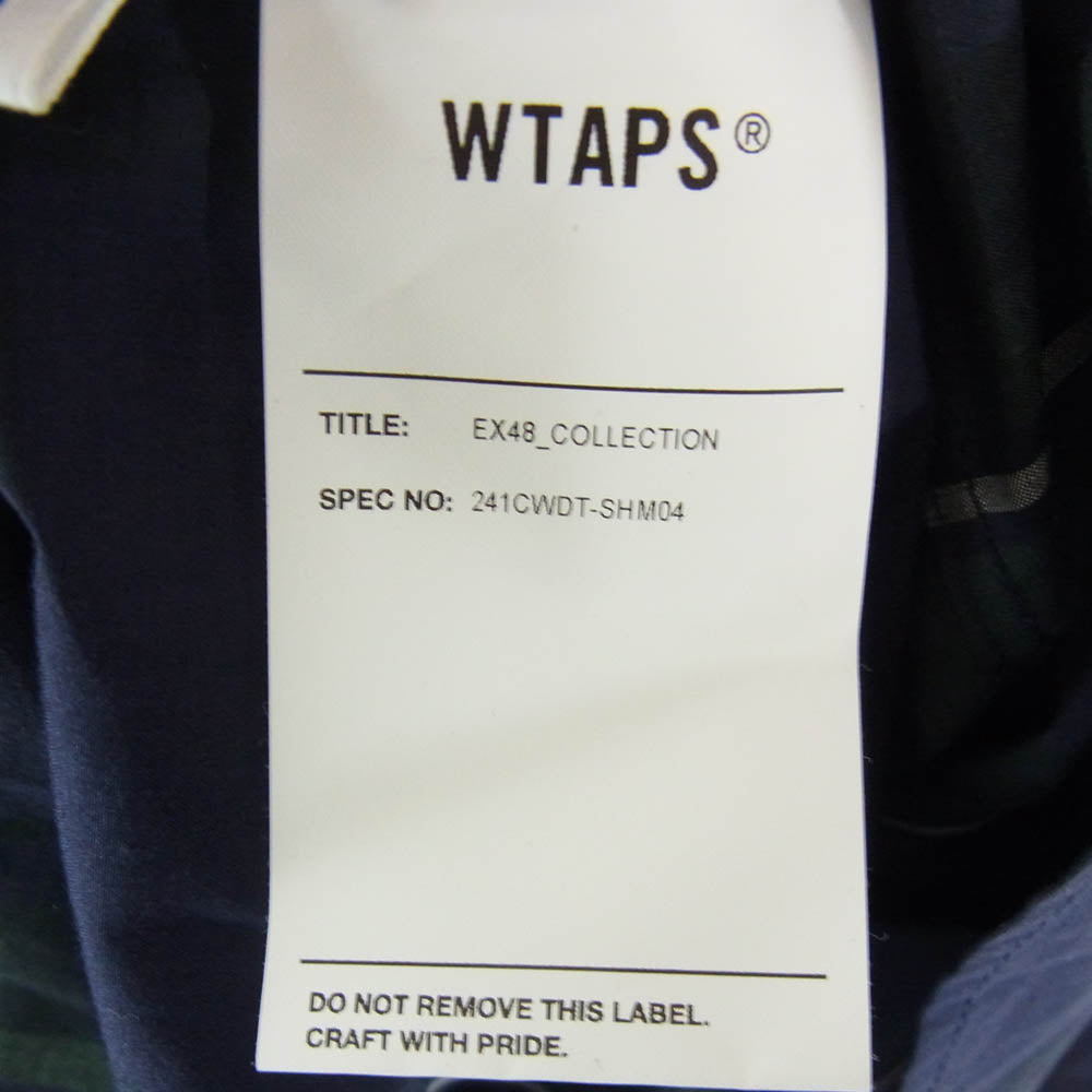 WTAPS ダブルタップス 24SS 241CWDT-SHM04 TXT 01 / LS / Cotton. Broadcloth. Textile コットンブロードクロス テキスタイル チェック 長袖 シャツ 03 ネイビー系 3【美品】【中古】