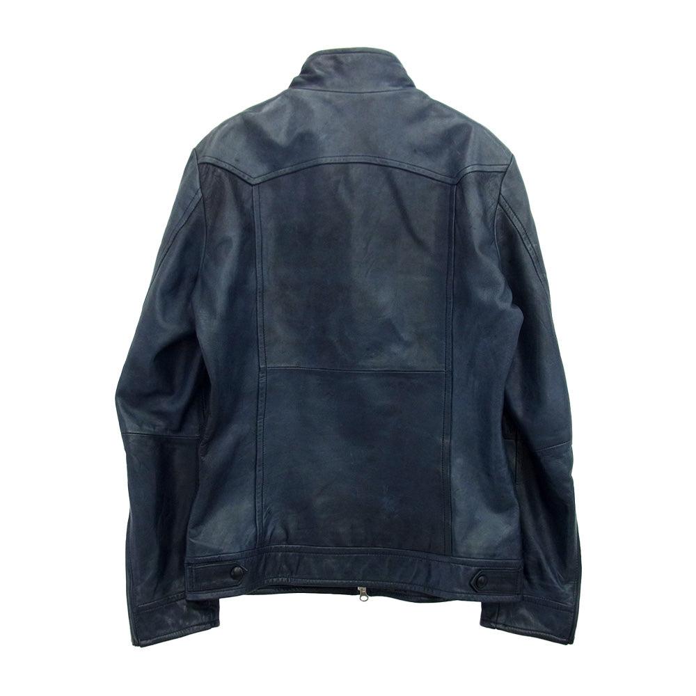 5351プールオム 0240090002 ラムレザー ジップアップ ジャケット ネイビー系 2【中古】