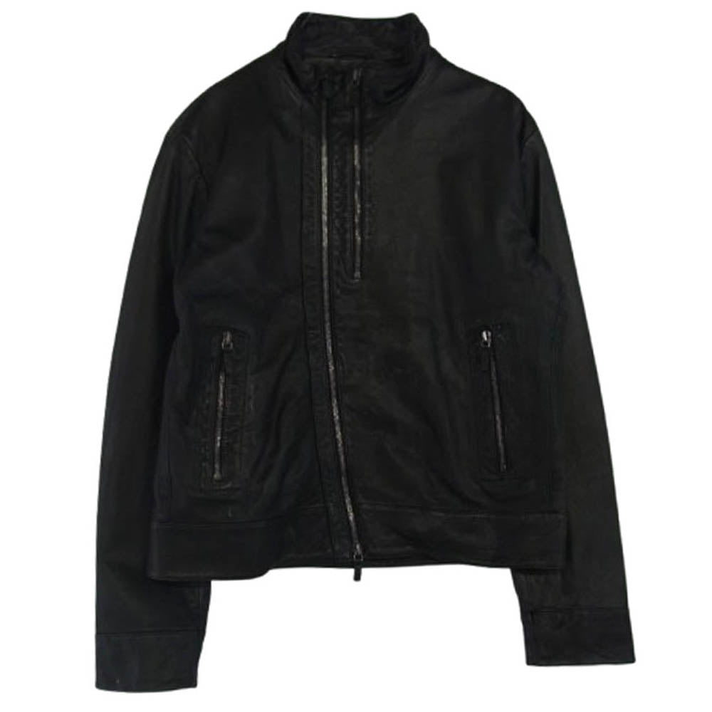 ARMANI COLLEZIONI アルマーニコレッツォーニ ダブル ジップ レザー ジャケット ブラック系 L【中古】