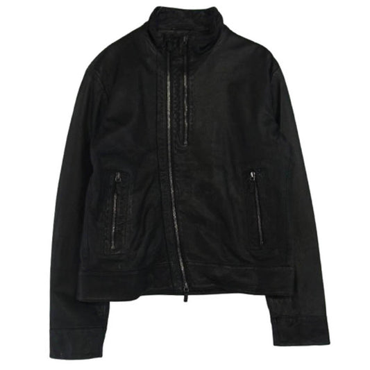 ARMANI COLLEZIONI アルマーニコレッツォーニ ダブル ジップ レザー ジャケット ブラック系 L【中古】