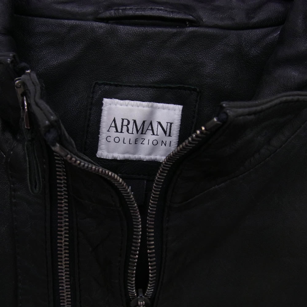 ARMANI COLLEZIONI アルマーニコレッツォーニ ダブル ジップ レザー ジャケット ブラック系 L【中古】