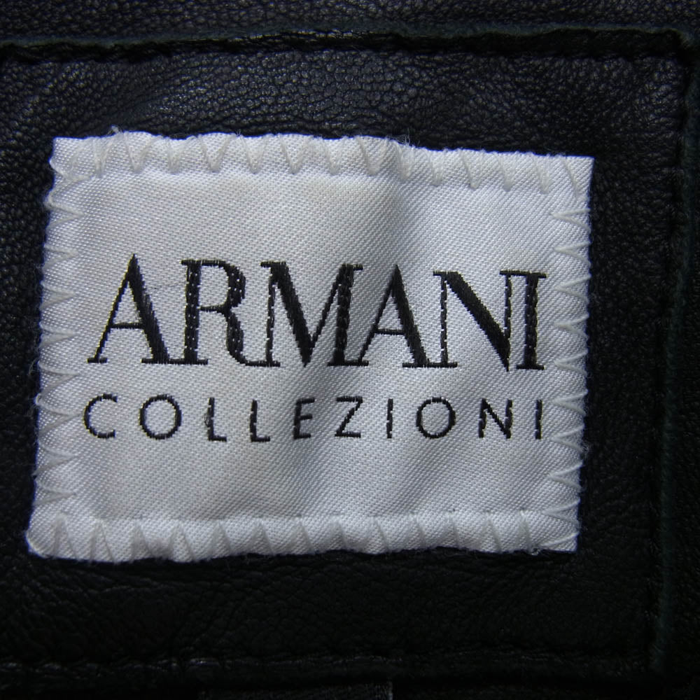 ARMANI COLLEZIONI アルマーニコレッツォーニ ダブル ジップ レザー ジャケット ブラック系 L【中古】