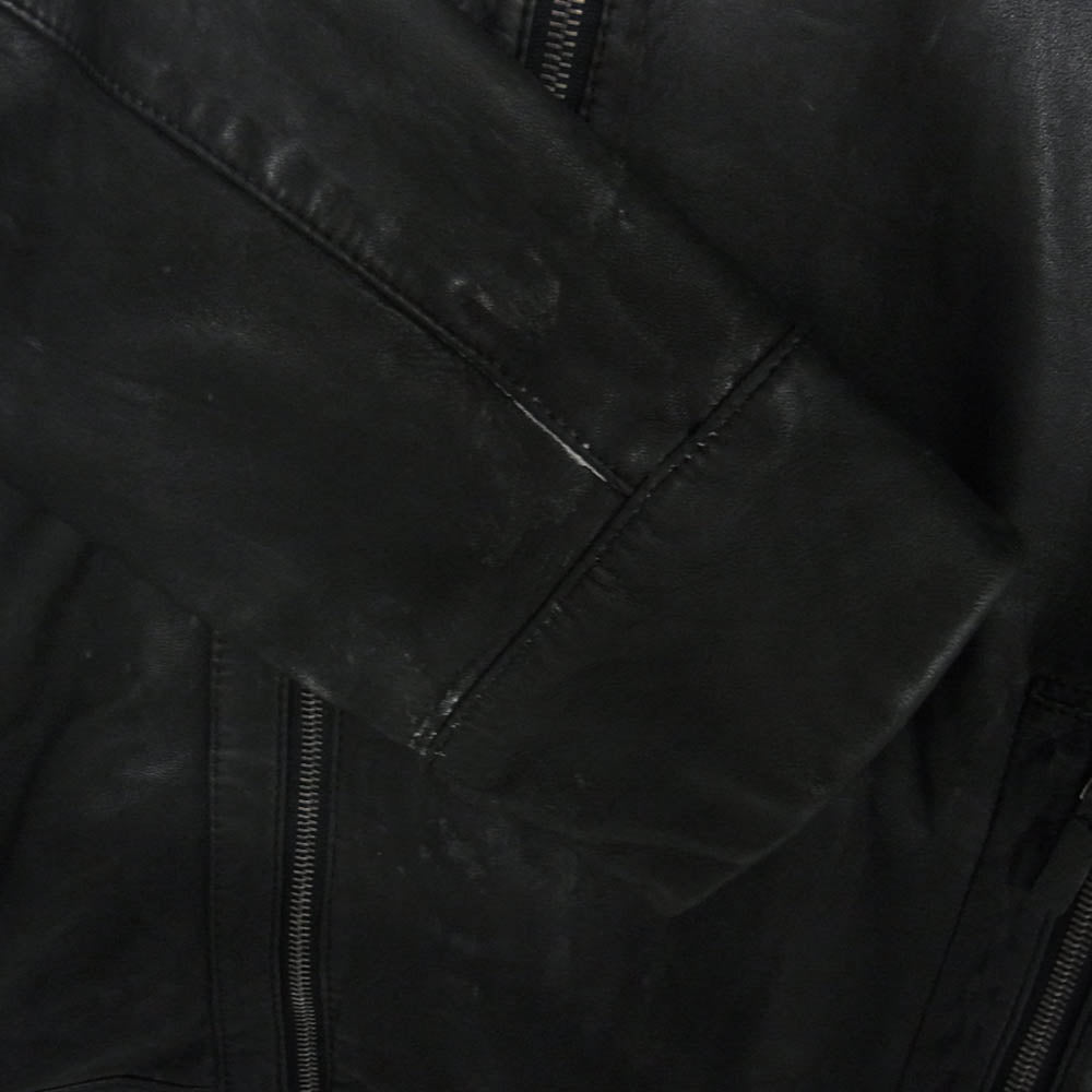 ARMANI COLLEZIONI アルマーニコレッツォーニ ダブル ジップ レザー ジャケット ブラック系 L【中古】