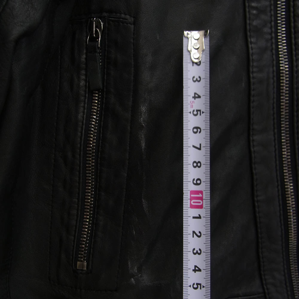 ARMANI COLLEZIONI アルマーニコレッツォーニ ダブル ジップ レザー ジャケット ブラック系 L【中古】