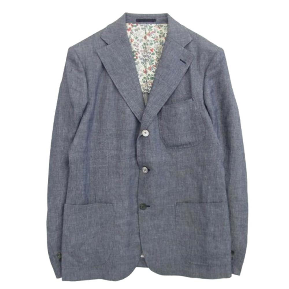 COMME des GARCONS HOMME コムデギャルソンオム 14SS HM-J034 リネン 裏地 フラワー 3B テーラード ジャケット インディゴブルー系 L【中古】