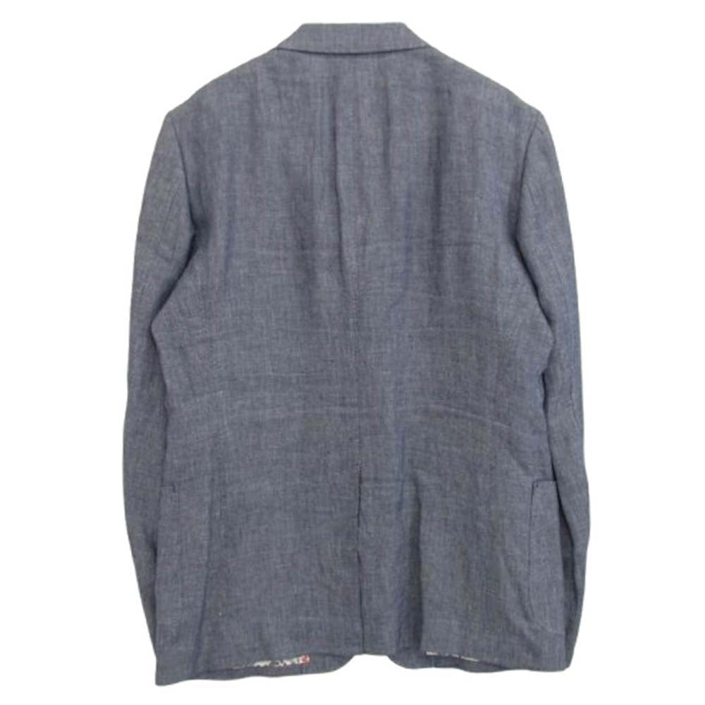 COMME des GARCONS HOMME コムデギャルソンオム 14SS HM-J034 リネン 裏地 フラワー 3B テーラード ジャケット インディゴブルー系 L【中古】