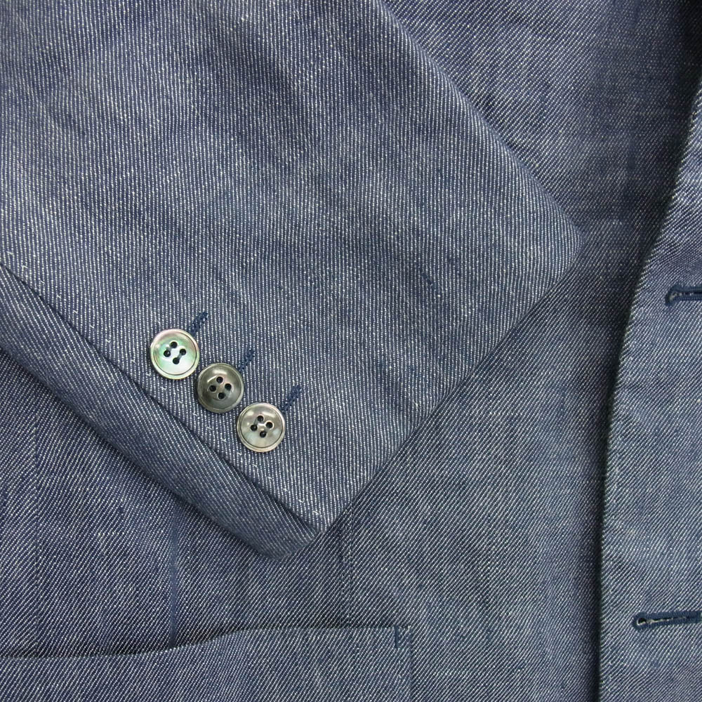 COMME des GARCONS HOMME コムデギャルソンオム 14SS HM-J034 リネン 裏地 フラワー 3B テーラード ジャケット インディゴブルー系 L【中古】