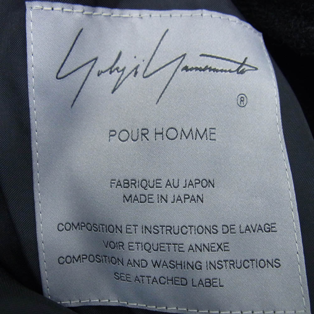 Yohji Yamamoto POUR HOMME ヨウジヤマモトプールオム 21AW HX-C11-119 ダブルブレスト ベルテッド ウール ロング コート ブラック系 3【美品】【中古】