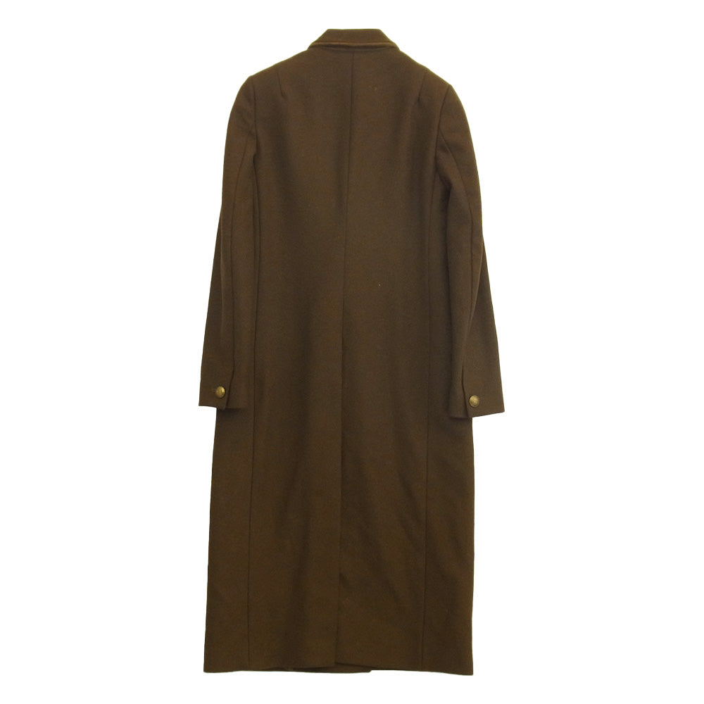 ALLSAINTS オールセインツ ヌバックレザー切替 ピークドラペル ダブルブレスト チェスターコート ブラウン系 160/76A【中古】