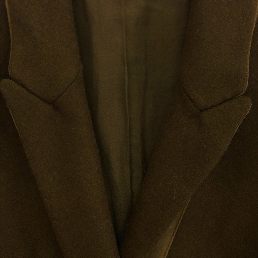 ALLSAINTS オールセインツ ヌバックレザー切替 ピークドラペル ダブルブレスト チェスターコート ブラウン系 160/76A【中古】