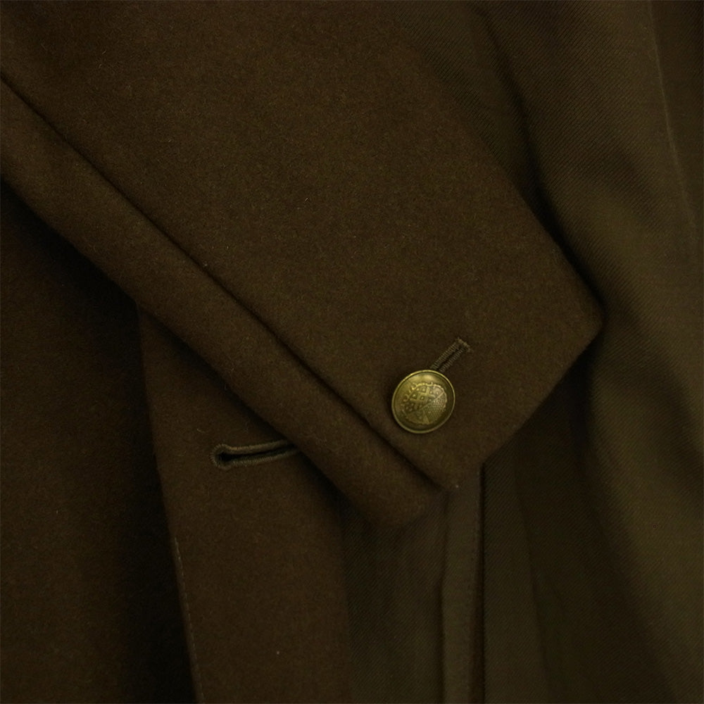 ALLSAINTS オールセインツ ヌバックレザー切替 ピークドラペル ダブルブレスト チェスターコート ブラウン系 160/76A【中古】