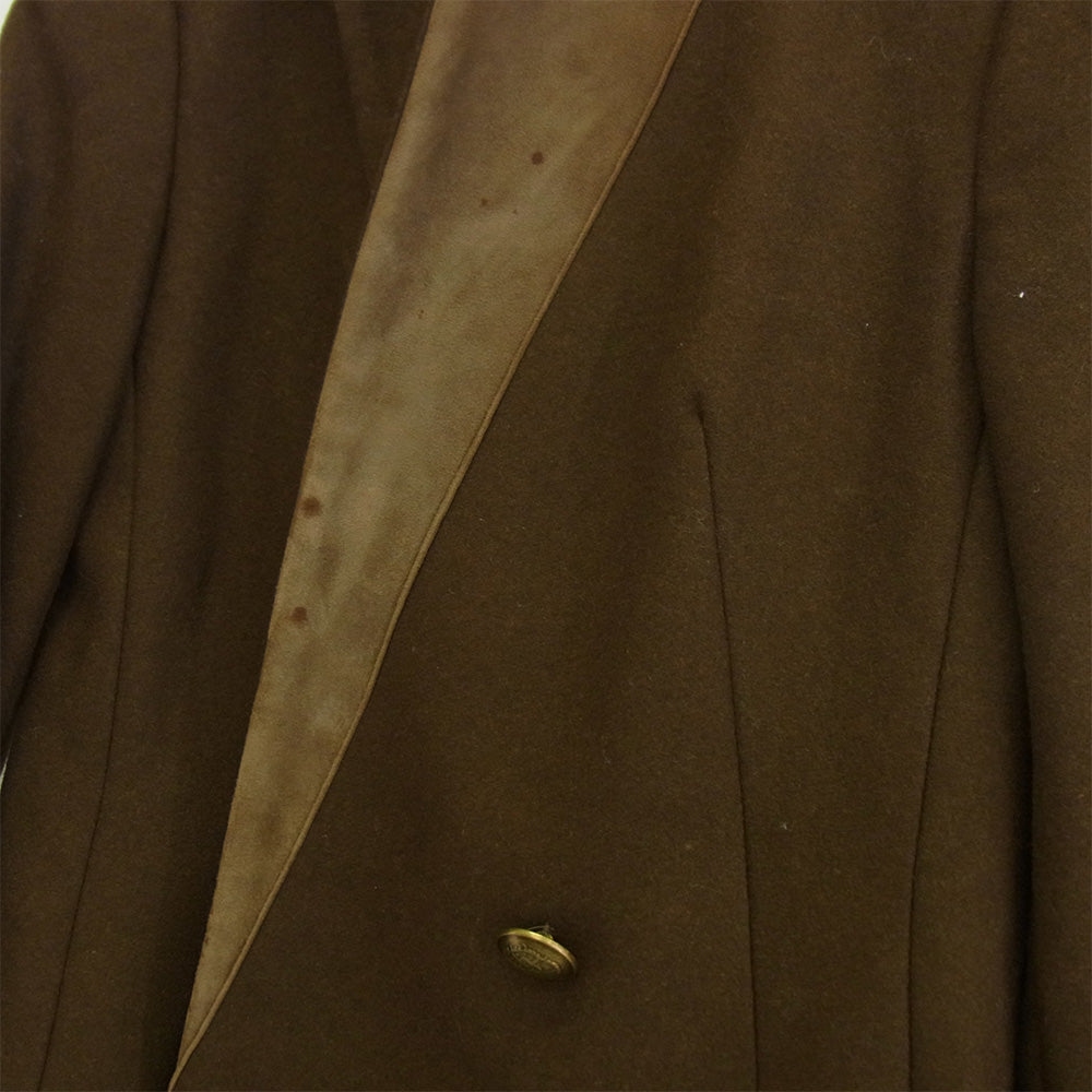 ALLSAINTS オールセインツ ヌバックレザー切替 ピークドラペル ダブルブレスト チェスターコート ブラウン系 160/76A【中古】