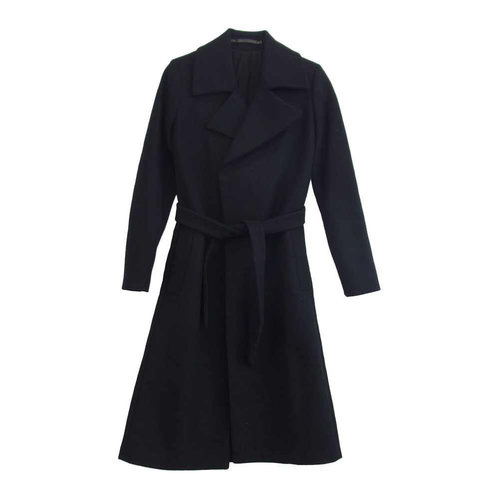 ALLSAINTS オールセインツ ボタンレス ウール ベルテッド ロング コート ブラック系 160/76A【中古】