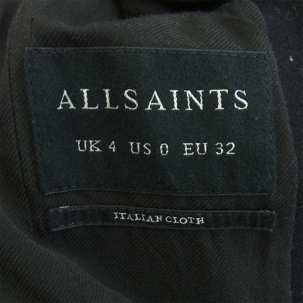 ALLSAINTS オールセインツ ボタンレス ウール ベルテッド ロング コート ブラック系 160/76A【中古】