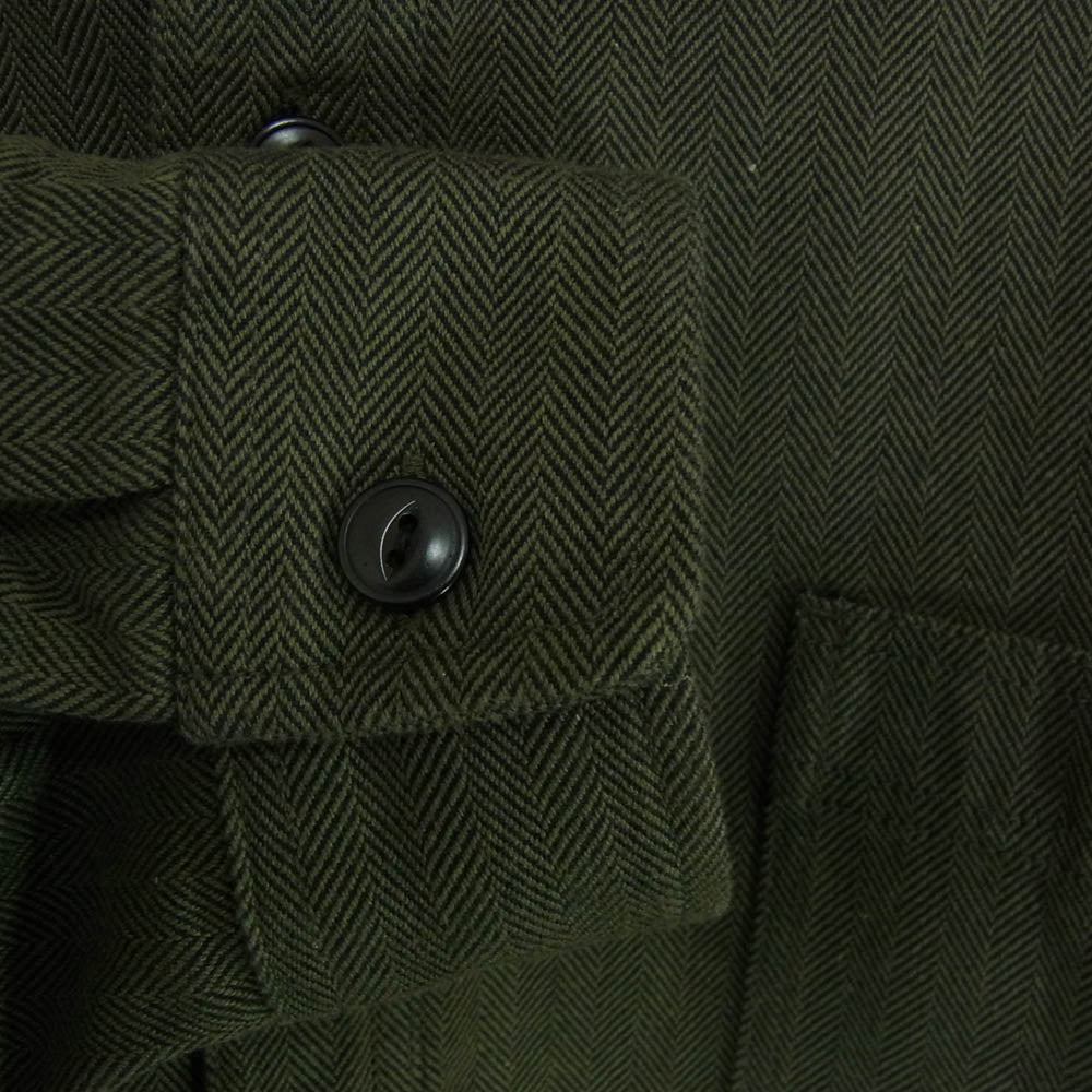 HOUSTON ヒューストン ヘリンボーン ワークシャツ カーキ系 XXL【中古】