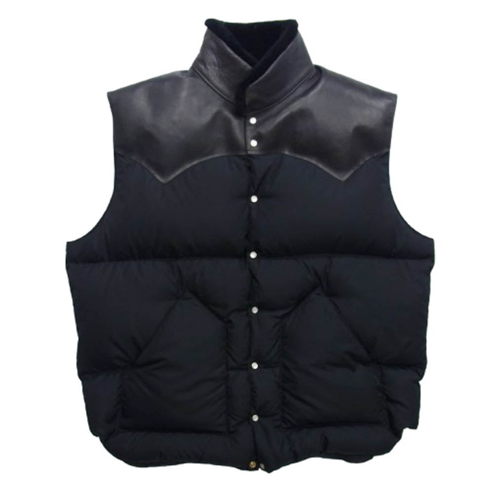 Rocky Mountain FeatherBed ロッキーマウンテンフェザーベッド ホースハイド 切替 ChristyVest クリスティベスト ダウン ベスト ブラック系 48【中古】
