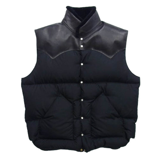 Rocky Mountain FeatherBed ロッキーマウンテンフェザーベッド ホースハイド 切替 ChristyVest クリスティベスト ダウン ベスト ブラック系 48【中古】