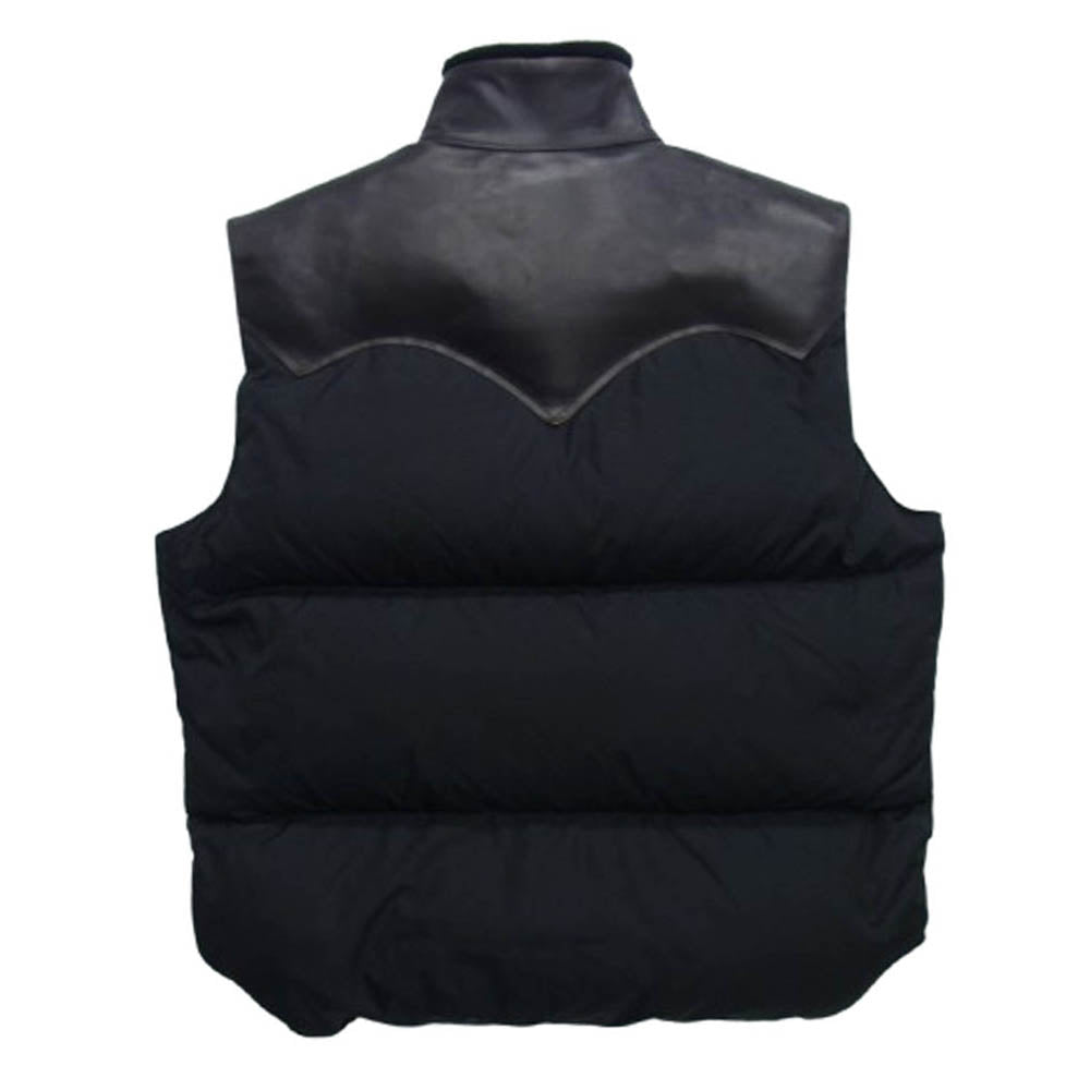 Rocky Mountain FeatherBed ロッキーマウンテンフェザーベッド ホースハイド 切替 ChristyVest クリスティベスト ダウン ベスト ブラック系 48【中古】