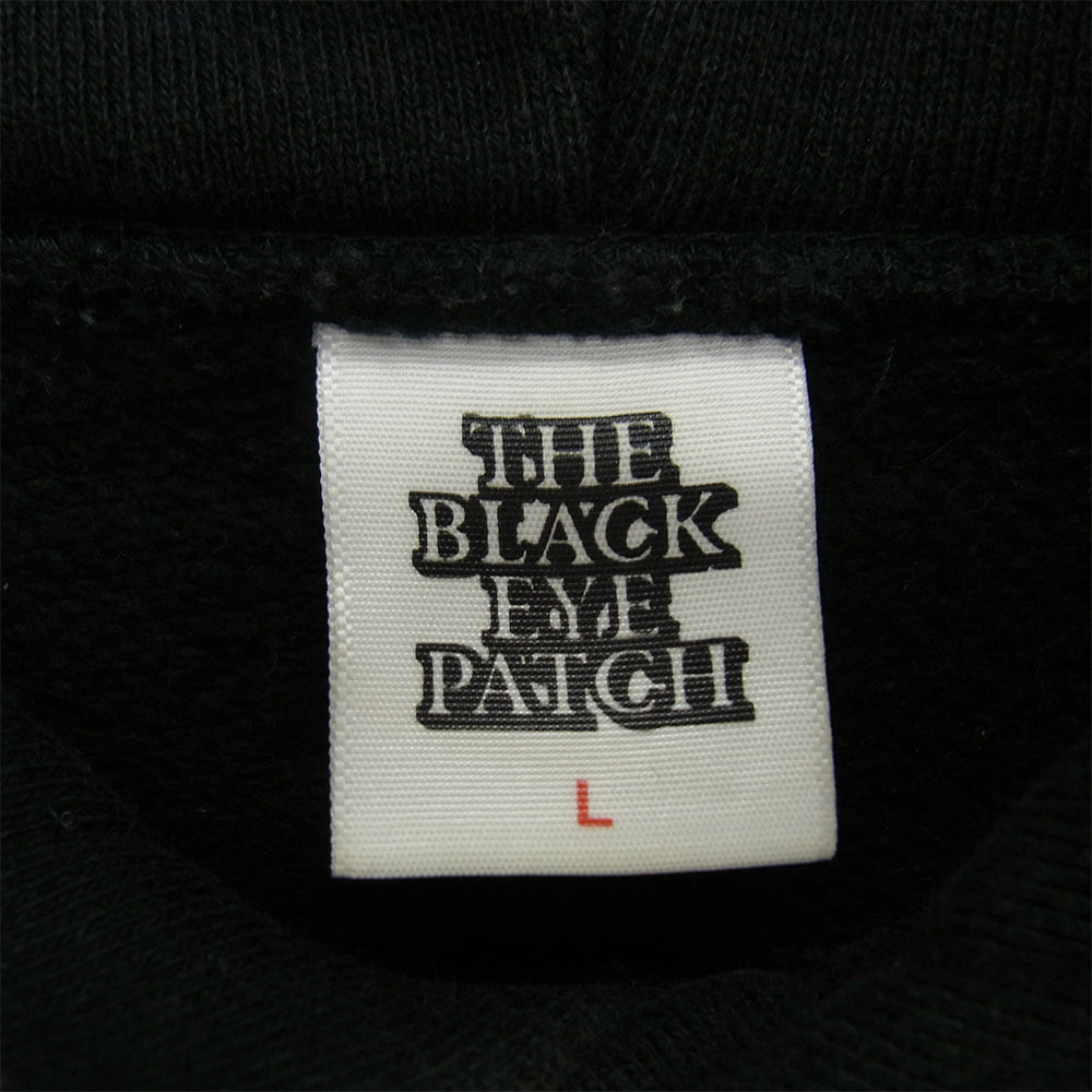 BlackEyePatch ブラックアイパッチ 取扱注意 刺繍 LABEL HOODIE SWEATSHIRT プルオーバー スウェット パーカー フーディ ブラック ブラック系 L【中古】