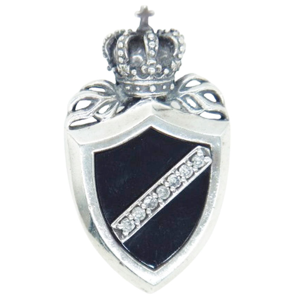 Justin Davis ジャスティンデイビス SPJ117 CROWN SHIELD クラウン シールド オニキス ペンダントトップ シルバー系 表示なし【中古】