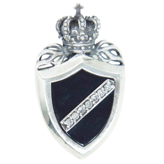 Justin Davis ジャスティンデイビス SPJ117 CROWN SHIELD クラウン シールド オニキス ペンダントトップ シルバー系 表示なし【中古】