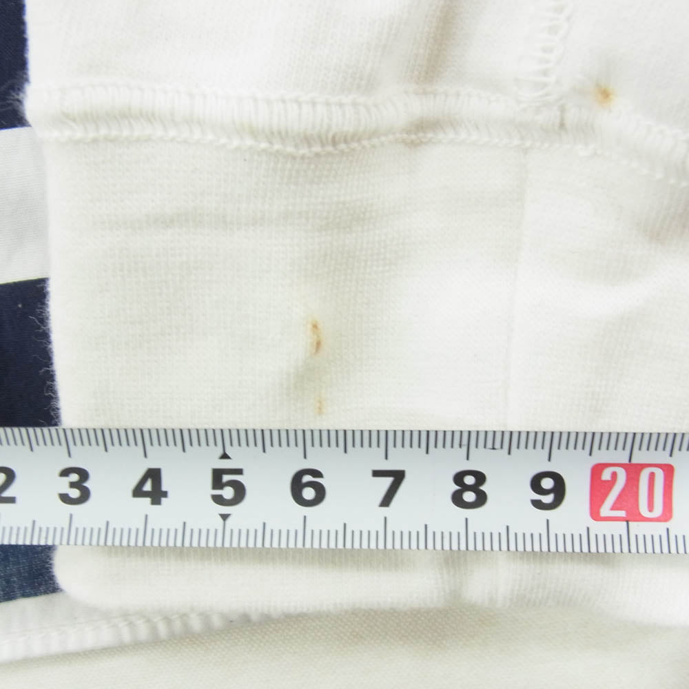 COMME des GARCONS HOMME コムデギャルソンオム AD2015 HQ-B027 異素材MIX 袖切替 ボーダー ボタンダウン ポケット付き 長袖シャツ ダークネイビー系 L【中古】