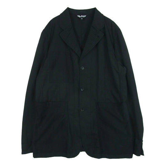 BLACK COMME des GARCONS ブラックコムデギャルソン 1H-J017 再構築ブレザー ストライプ バックプリント ジャケット ブラック系 XXL【中古】