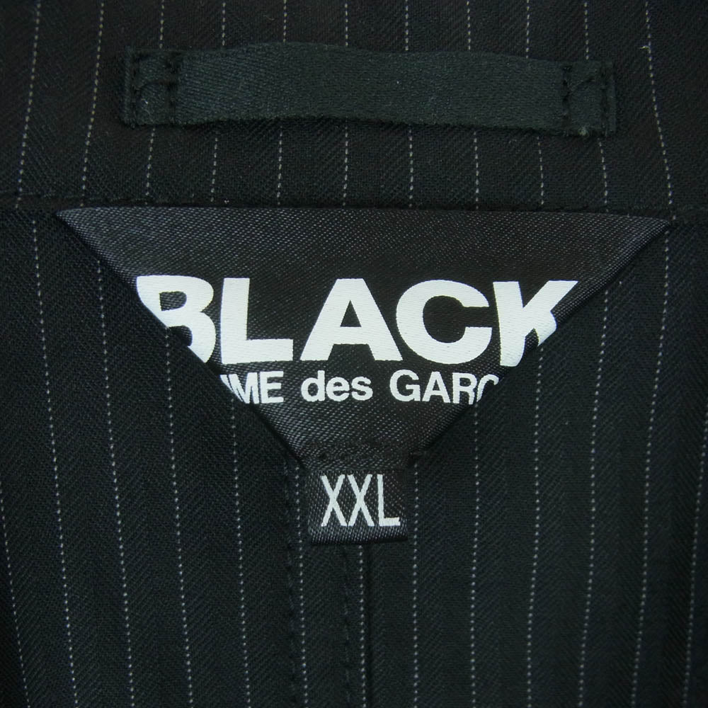 BLACK COMME des GARCONS ブラックコムデギャルソン 1H-J017 再構築ブレザー ストライプ バックプリント ジャケット ブラック系 XXL【中古】