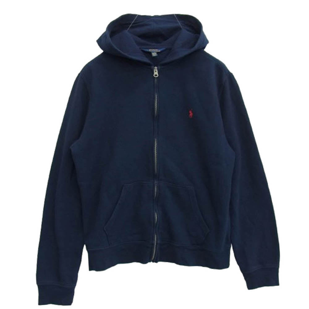 POLO RALPH LAUREN ポロ・ラルフローレン ポニーロゴ刺繍 フルジップ パーカー フーディー ネイビー系 170【中古】