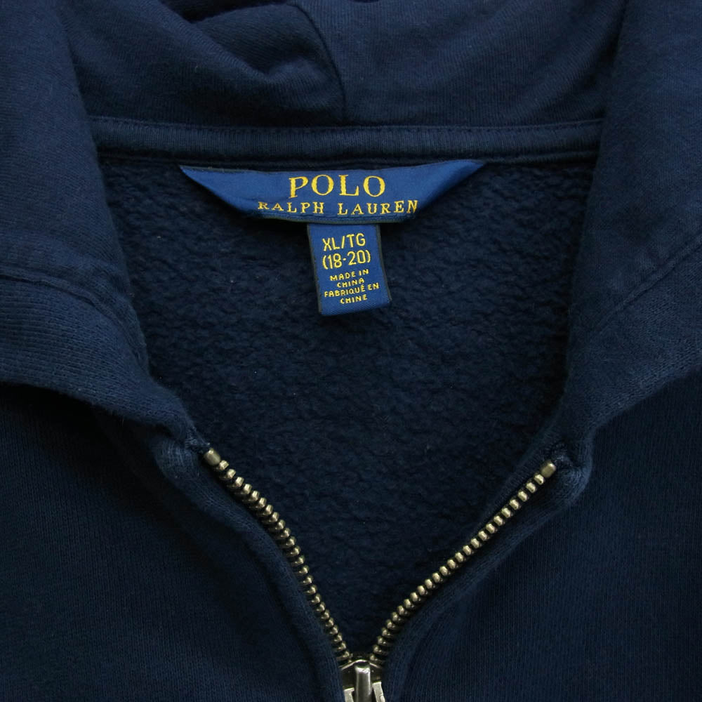 POLO RALPH LAUREN ポロ・ラルフローレン ポニーロゴ刺繍 フルジップ パーカー フーディー ネイビー系 170【中古】