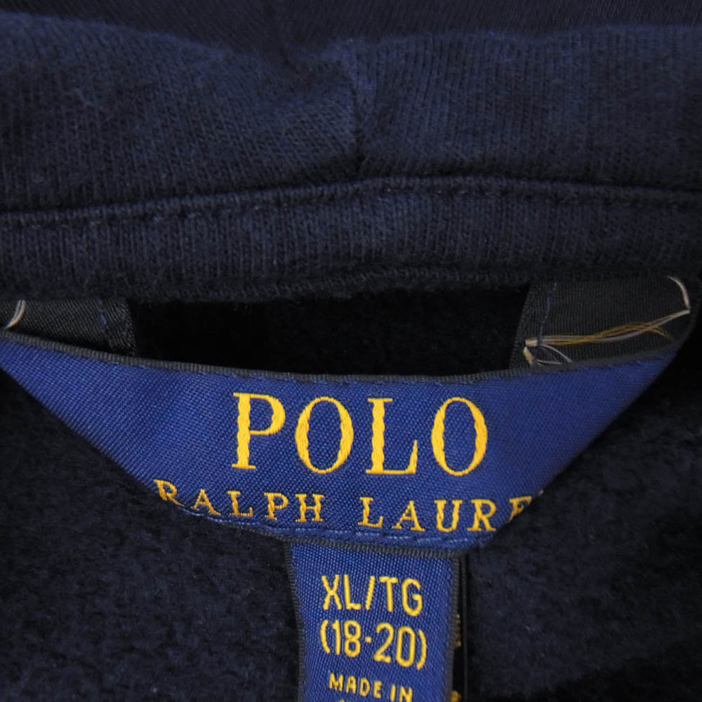 POLO RALPH LAUREN ポロ・ラルフローレン ポニーロゴ刺繍 フルジップ パーカー フーディー ネイビー系 170【中古】