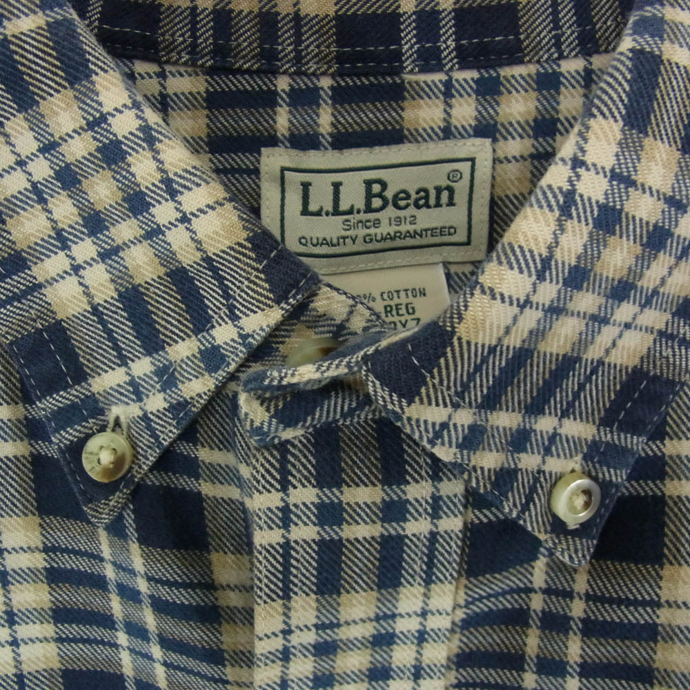 L.L.Bean エルエルビーン 00s ボタンダウン チェック 長袖 ネルシャツ グリーン系 M【中古】