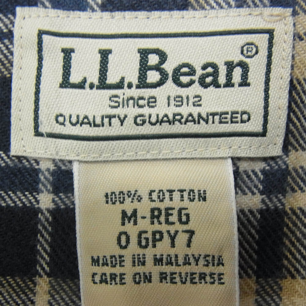 L.L.Bean エルエルビーン 00s ボタンダウン チェック 長袖 ネルシャツ グリーン系 M【中古】