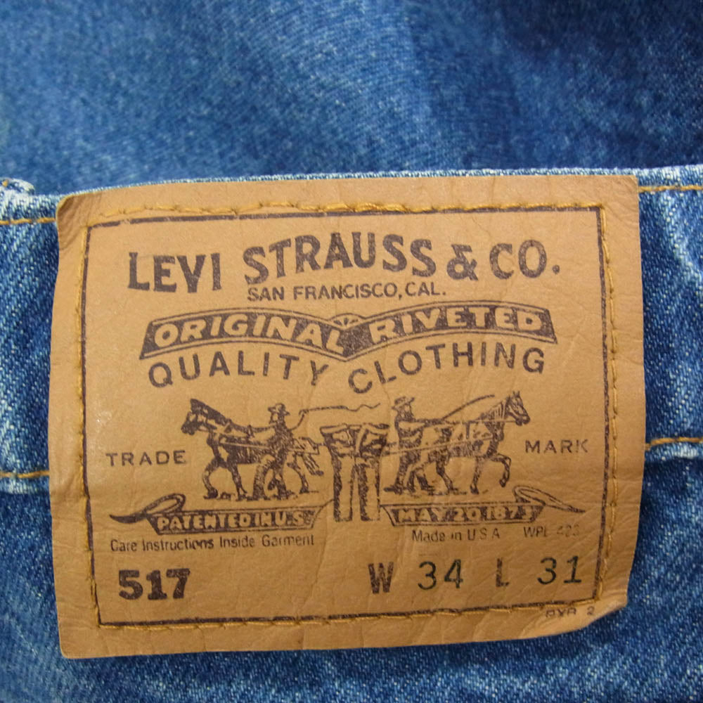 Levi's リーバイス 517 オレンジタブ ボタン裏刻印575 デニムパンツ ジーンズ インディゴブルー系 34【中古】