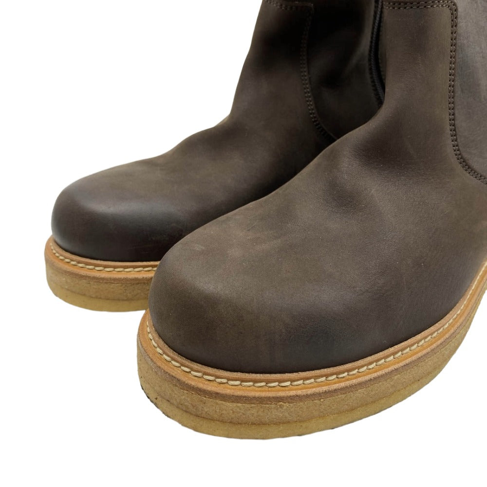 MONCLER モンクレール DALLAS Leather Boots サイド ジップ ブーツ ブラウン系 43【中古】