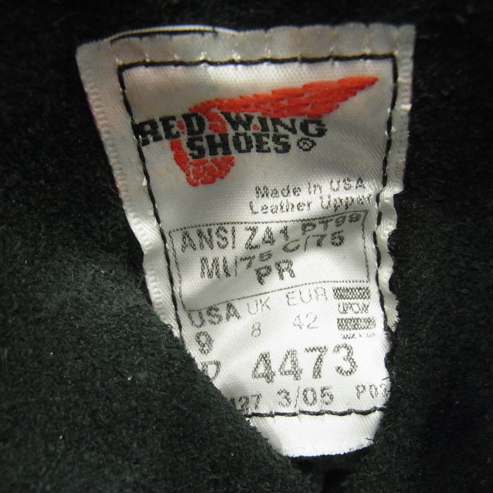 RED WING レッドウィング 4473 USA製 PT99 ファイアーマンブーツ ブラック系 US9【中古】