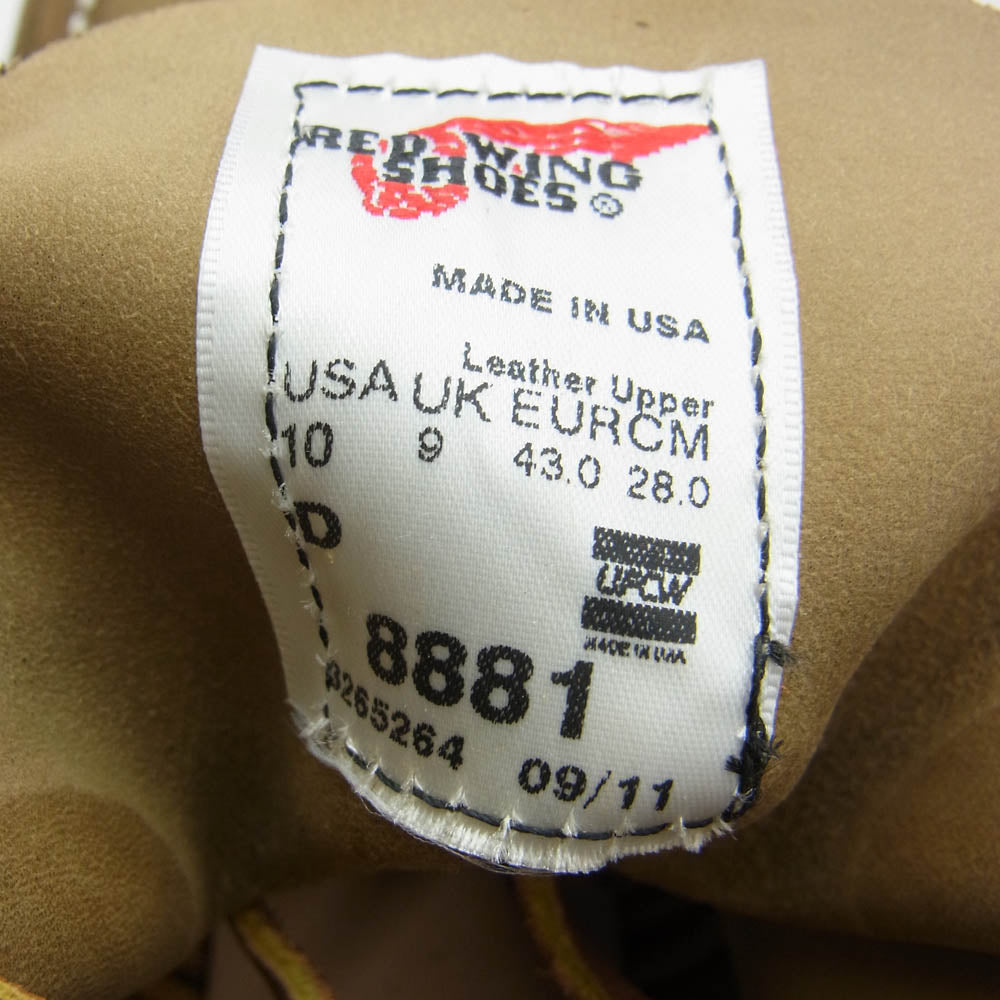 RED WING レッドウィング 8881 6inch Classic Moc 6インチモックトゥ ブーツ オリーブ系 28.0cm【極上美品】【中古】