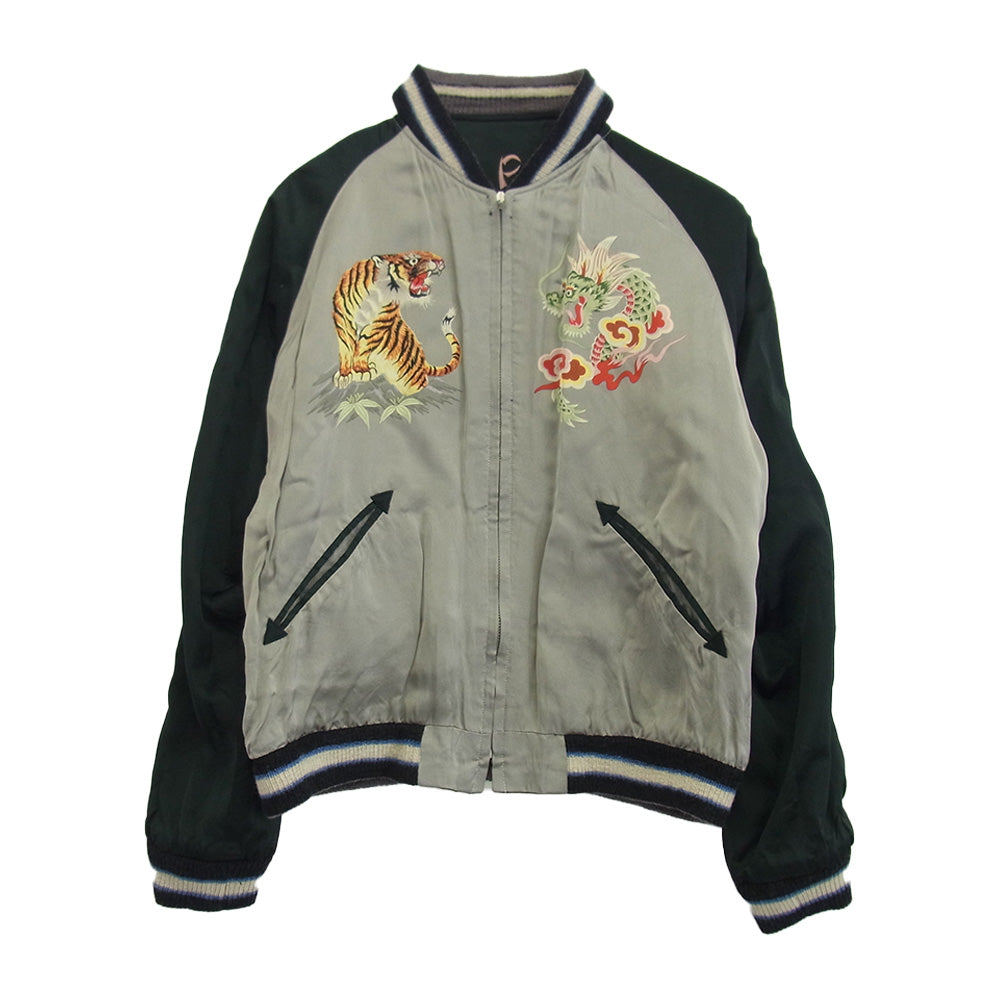 TAILOR TOYO テイラー東洋 TT15289 SP スペシャル 港商 KOSHO Acetate Souvenir Jacket SPIDER × ROARING TIGER (HAND PRINT) スカジャン スーベニア ジャケット ブラック系 オフホワイト系 中【極上美品】【中古】