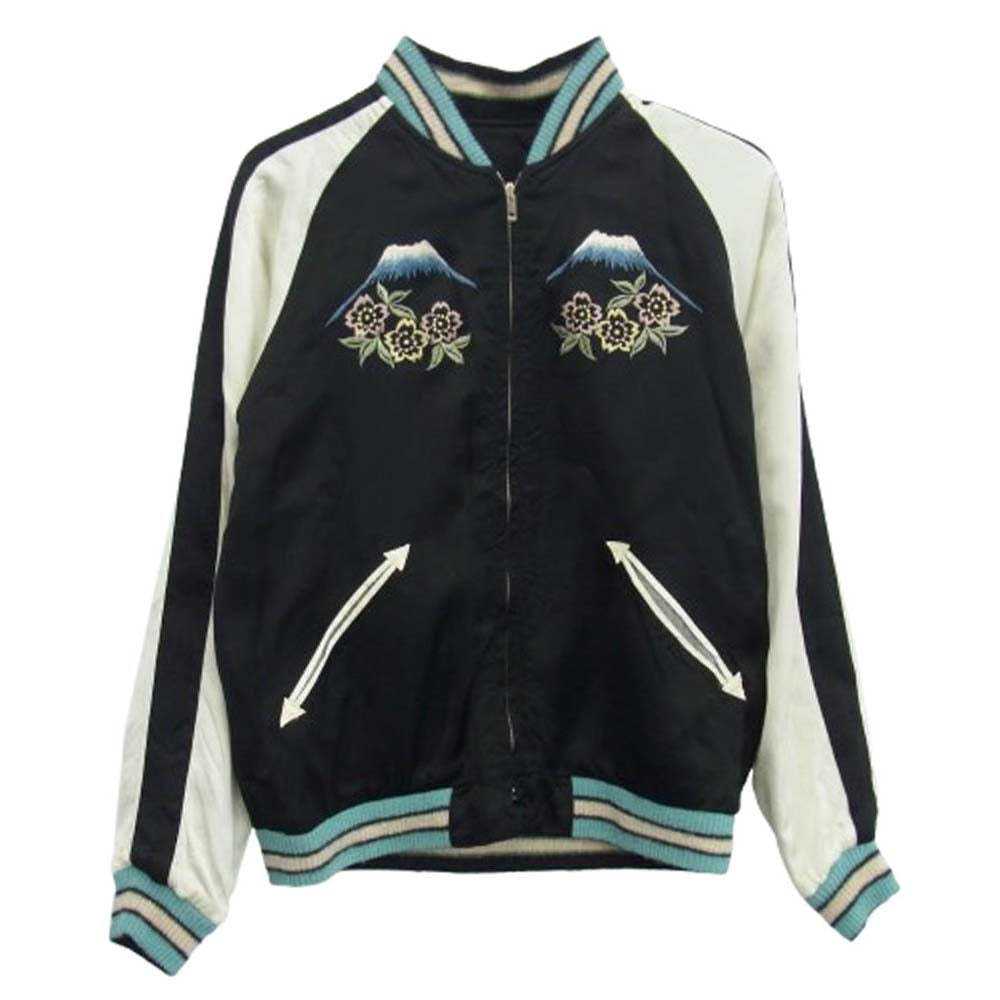 TAILOR TOYO テイラー東洋 TT15712 SP スペシャル 港商 KOSHO Acetate Souvenir Jacket 60th Anniversary WHITE SNAKE × JAPAN MAP & SNAKE スカジャン スーベニア ジャケット ブラック系 小【美品】【中古】