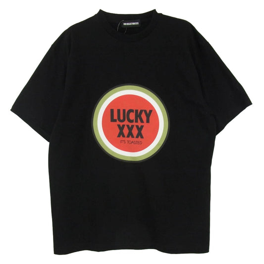 GOD SELECTION XXX ゴッドセレクション 23AW GX-A24-ST-06 LUCKY XXX ラッキートリプルエックス ロゴプリント クルーネック 半袖 Tシャツ ブラック系 L【中古】