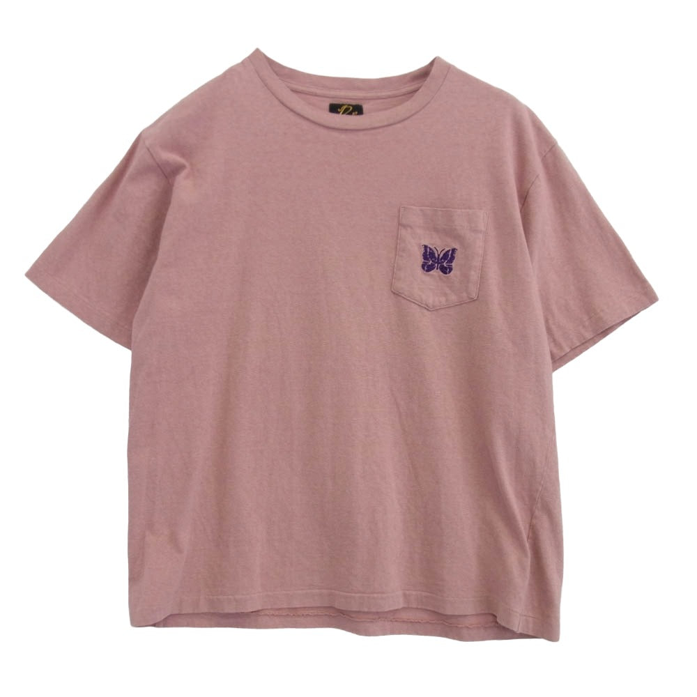 Needles ニードルス QV357 S/S Papillon Emb. Pocket Tee パピヨン刺繍 クルーネック ポケット 半袖 Tシャツ ピンク系 S【中古】