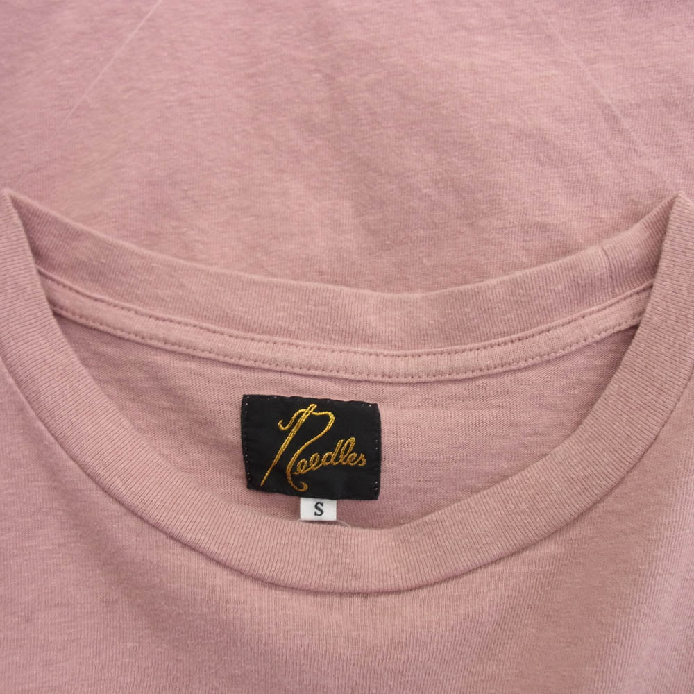 Needles ニードルス QV357 S/S Papillon Emb. Pocket Tee パピヨン刺繍 クルーネック ポケット 半袖 Tシャツ ピンク系 S【中古】