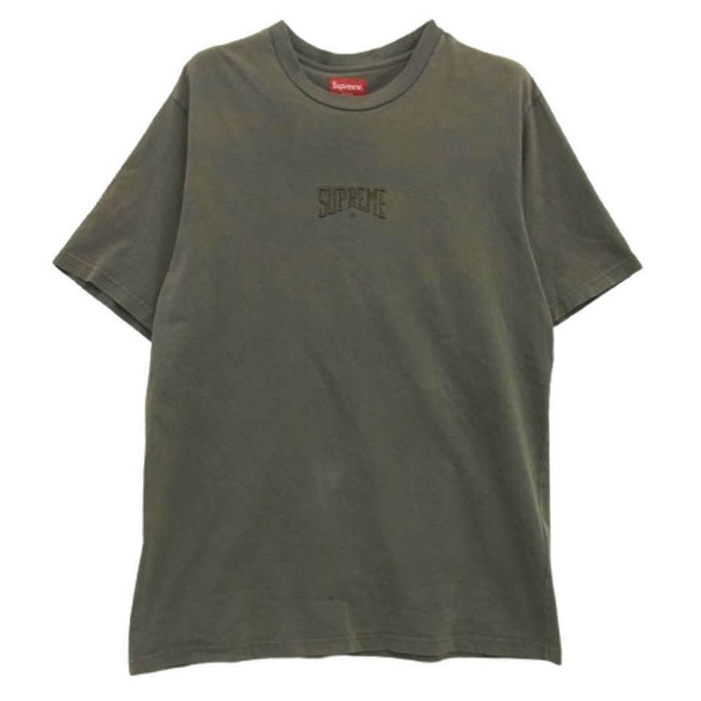 Supreme シュプリーム 22SS Acid Wash S/S Top Tee アシッドウォッシュ ロゴ刺繍 クルーネック 半袖 Tシャツ グレー系 M【中古】