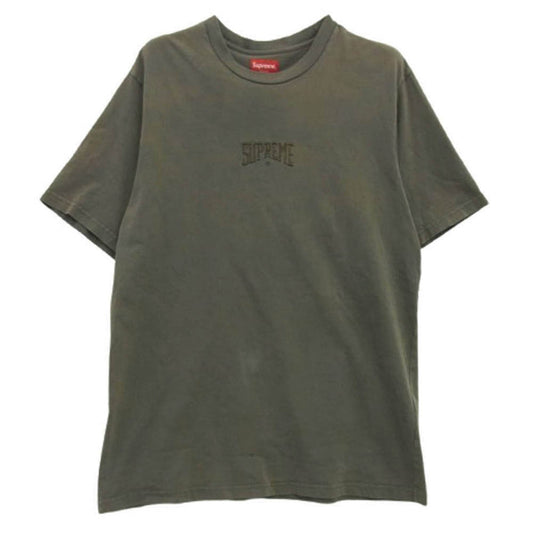 Supreme シュプリーム 22SS Acid Wash S/S Top Tee アシッドウォッシュ ロゴ刺繍 クルーネック 半袖 Tシャツ グレー系 M【中古】