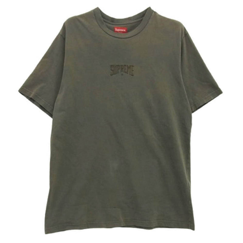 Supreme シュプリーム 22SS Acid Wash S/S Top Tee アシッドウォッシュ ロゴ刺繍 クルーネック 半袖 Tシャツ グレー系 M【中古】