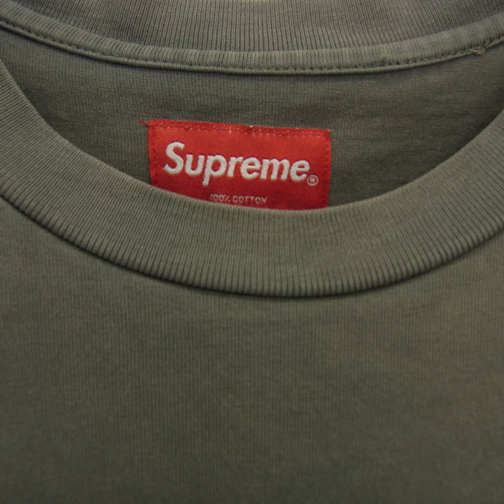 Supreme シュプリーム 22SS Acid Wash S/S Top Tee アシッドウォッシュ ロゴ刺繍 クルーネック 半袖 Tシャツ グレー系 M【中古】