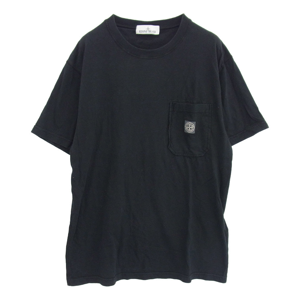 STONE ISLAND ストーンアイランド 801521957 コンパスロゴパッチ クルーネック 半袖 Tシャツ ブラック系 L【中古】