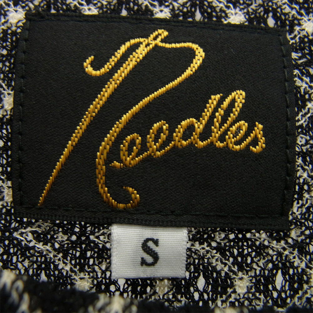 Needles ニードルス QV348 L/S U-Neck Tee R/PE Russell ロングスリーブ 長袖 裾パピヨン刺繍 総柄 Tシャツ カットソー ブラック系 S【中古】