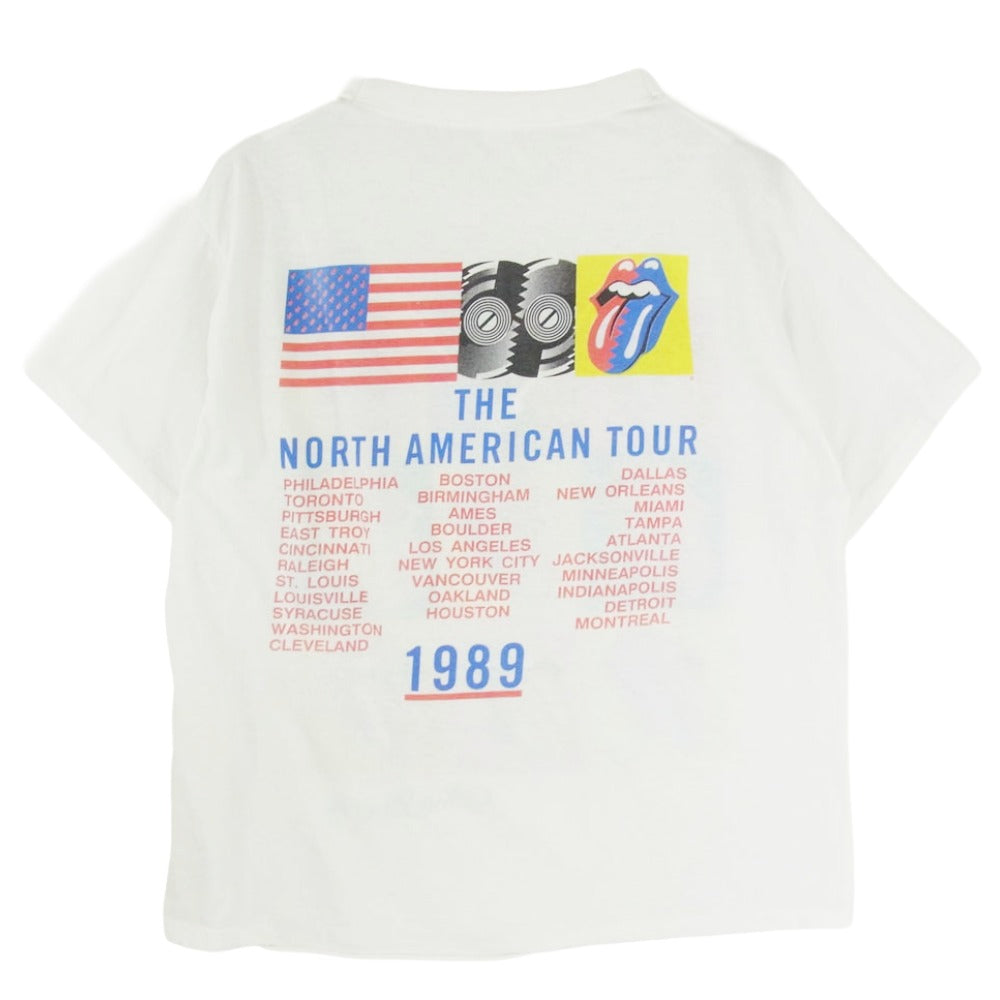 ヴィンテージ 90s The Rolling Stones ローリング・ストーンズ 1989 NORTH AMERICAN TOUR ノースアメリカンツアー 半袖 Tシャツ ホワイト系 表記無し【中古】
